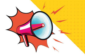 Megaphone shouting in a pop-art style to promote the lottery